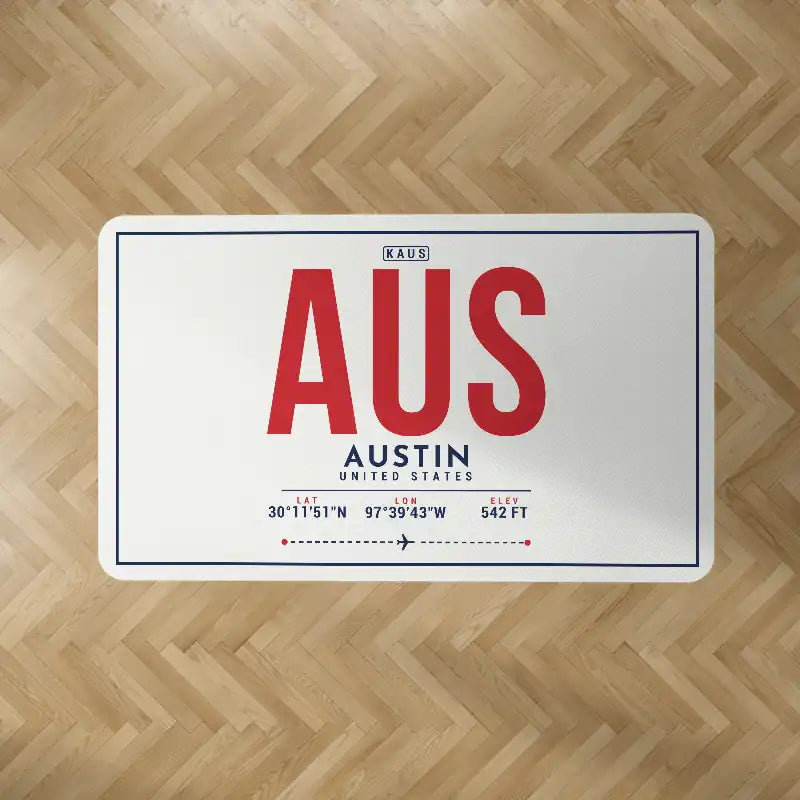 Austin-Bergstrom International Airport (AUS) Carpets - Carpet Rectangle - ID Tag - White V2