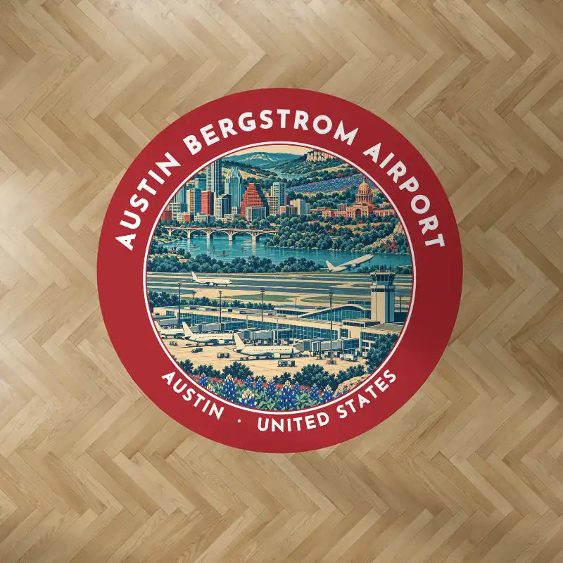 Austin-Bergstrom International Airport (AUS) Carpets - Carpet Round - Badge - Red V2