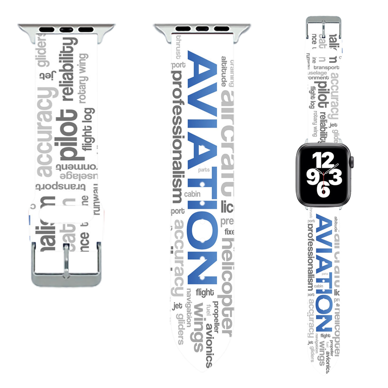 AVIATION & Texts Designed Soft Silicone Apple Watch Bands