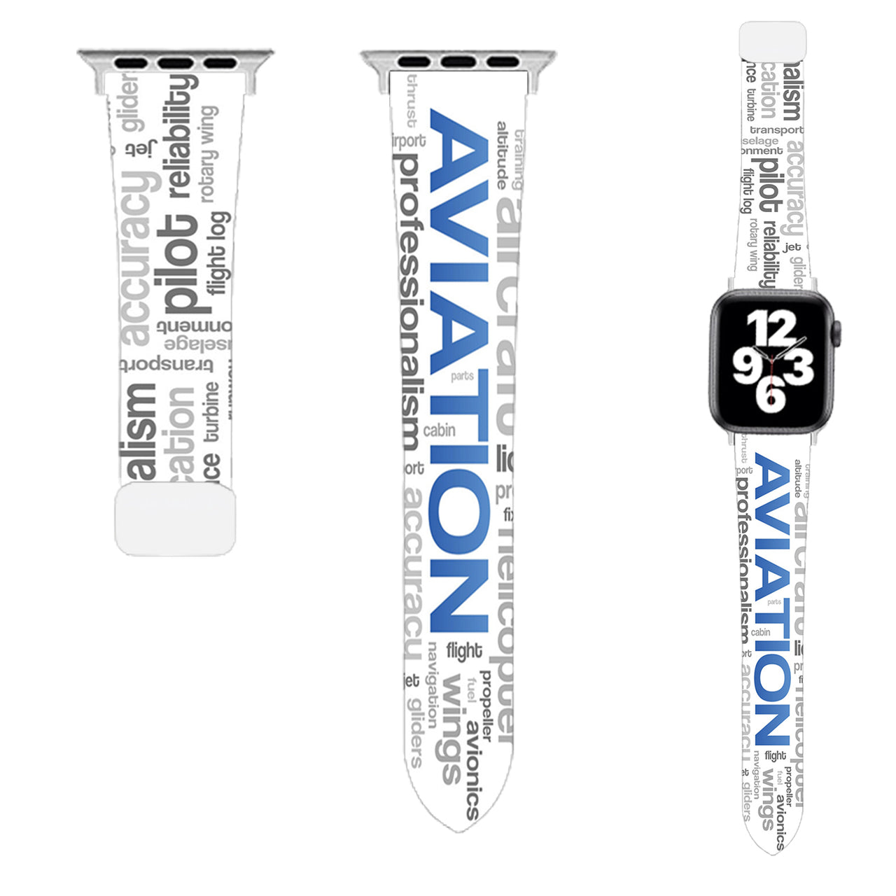 AVIATION & Texts Designed Soft Silicone Apple Watch Bands