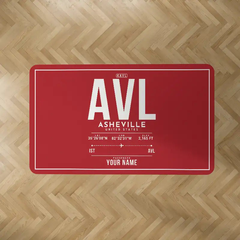 Asheville Regional Airport (AVL) Carpets - Carpet Rectangle - ID Tag + Name - Red V2