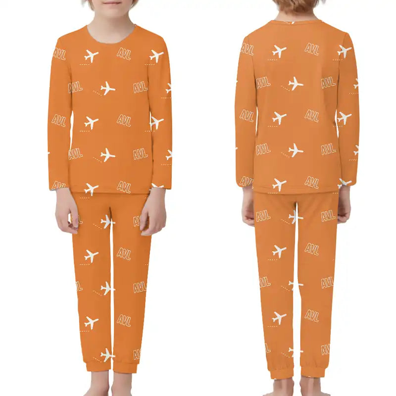 Asheville Regional Airport (AVL) Pajamas - Children Pajamas - Orange