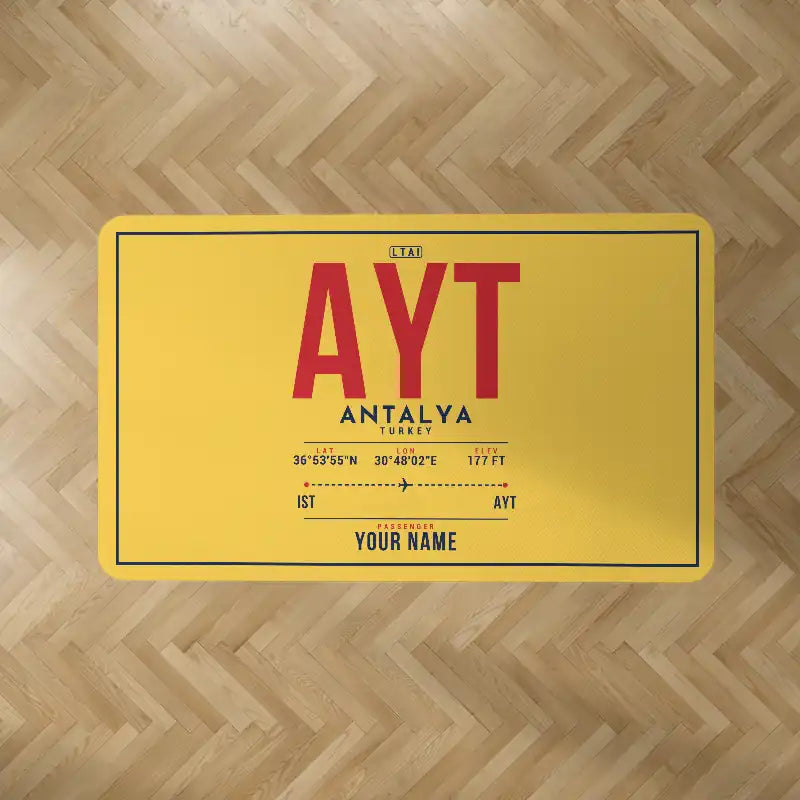 Antalya Airport (AYT) Carpets - Carpet Rectangle - ID Tag + Name - Yellow V2