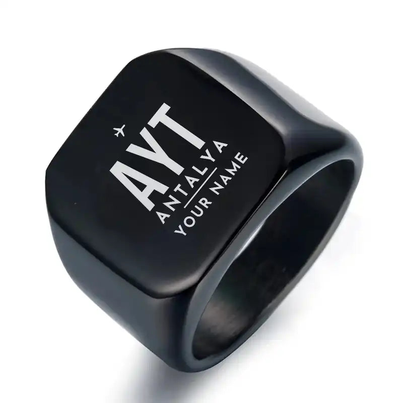 Antalya Airport (AYT) Rings - Ring - Black + Name