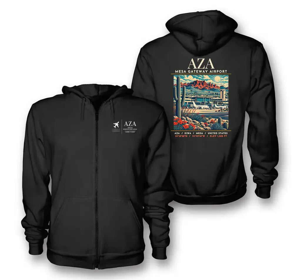 AZA - Poster - Zipped Hoodie - Black
