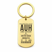 Thumbnail for Abu Dhabi Zayed International Airport AUH - Key Chain - Boarding Pass Style - Gold