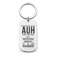 Thumbnail for Abu Dhabi Zayed International Airport AUH - Key Chain - Boarding Pass Style - Silver