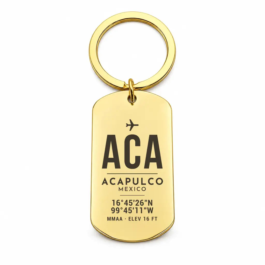 Acapulco International Airport ACA - Key Chain - Original Design - Gold