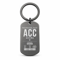 Thumbnail for Accra International Airport ACC - Key Chain - Boarding Pass Style - Black