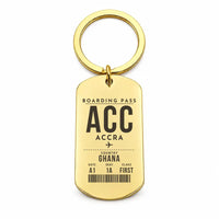Thumbnail for Accra International Airport ACC - Key Chain - Boarding Pass Style - Gold
