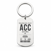 Thumbnail for Accra International Airport ACC - Key Chain - Boarding Pass Style - Silver