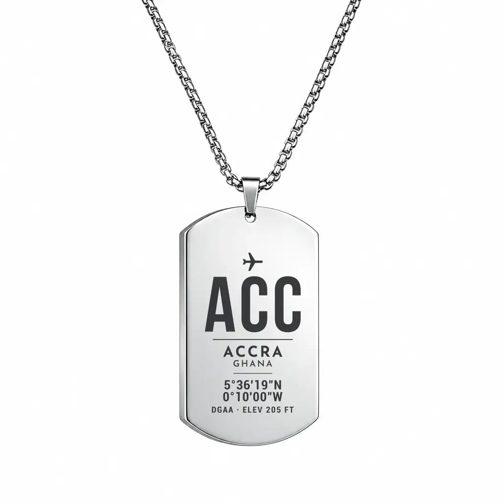 Accra International Airport ACC - Necklace - Original Design - Silver