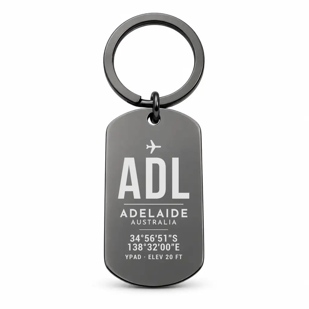 Adelaide Airport ADL - Key Chain - Original Design - Black