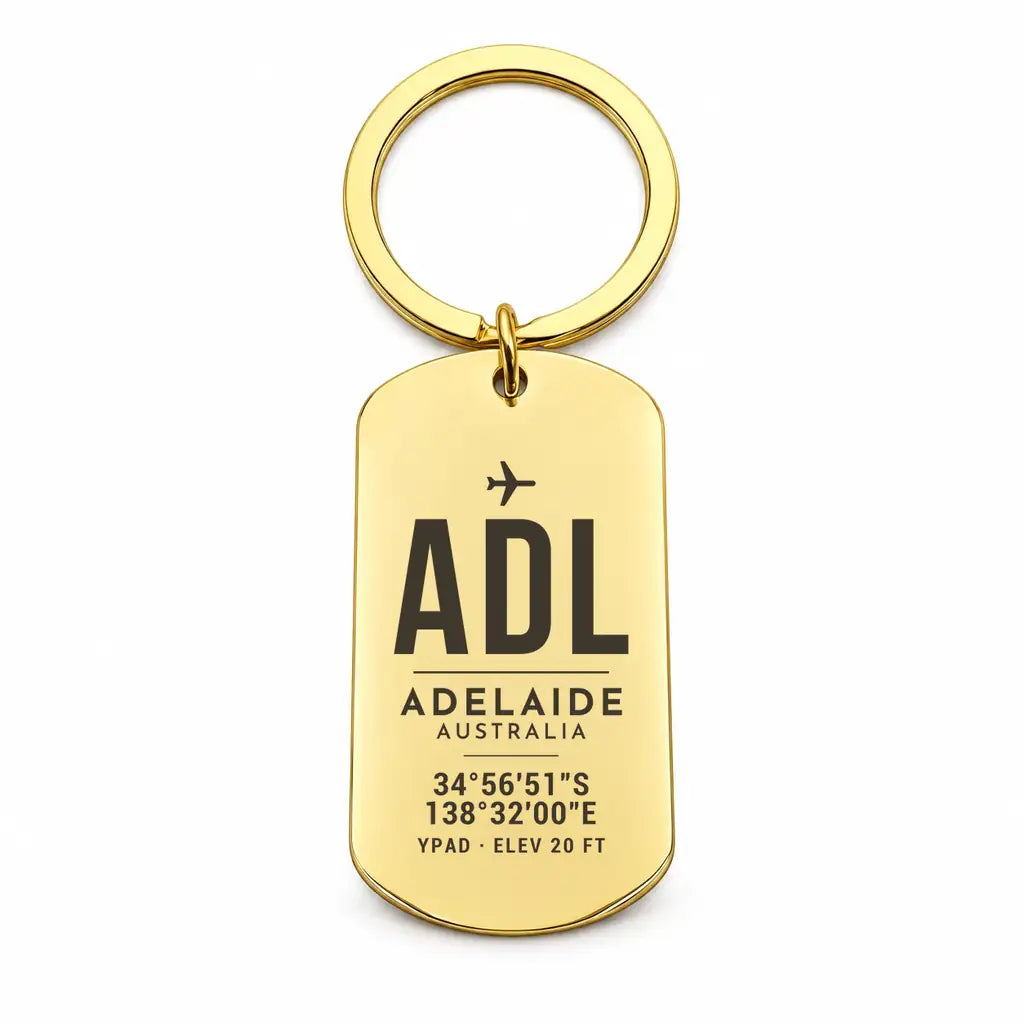 Adelaide Airport ADL - Key Chain - Original Design - Gold
