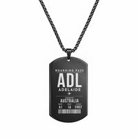Thumbnail for Adelaide Airport ADL - Necklace - Boarding Pass Style - Black