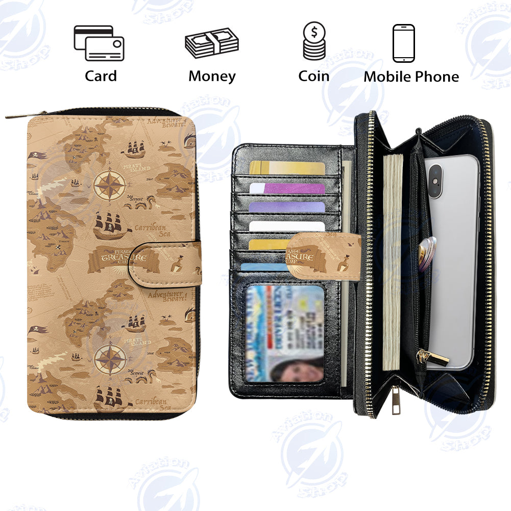 Adventurer Designed Leather Long Zipper Wallets