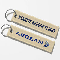Thumbnail for Aegean Airlines Crew & Staff Tag Key Chains - Beige - Remove Before Flight
