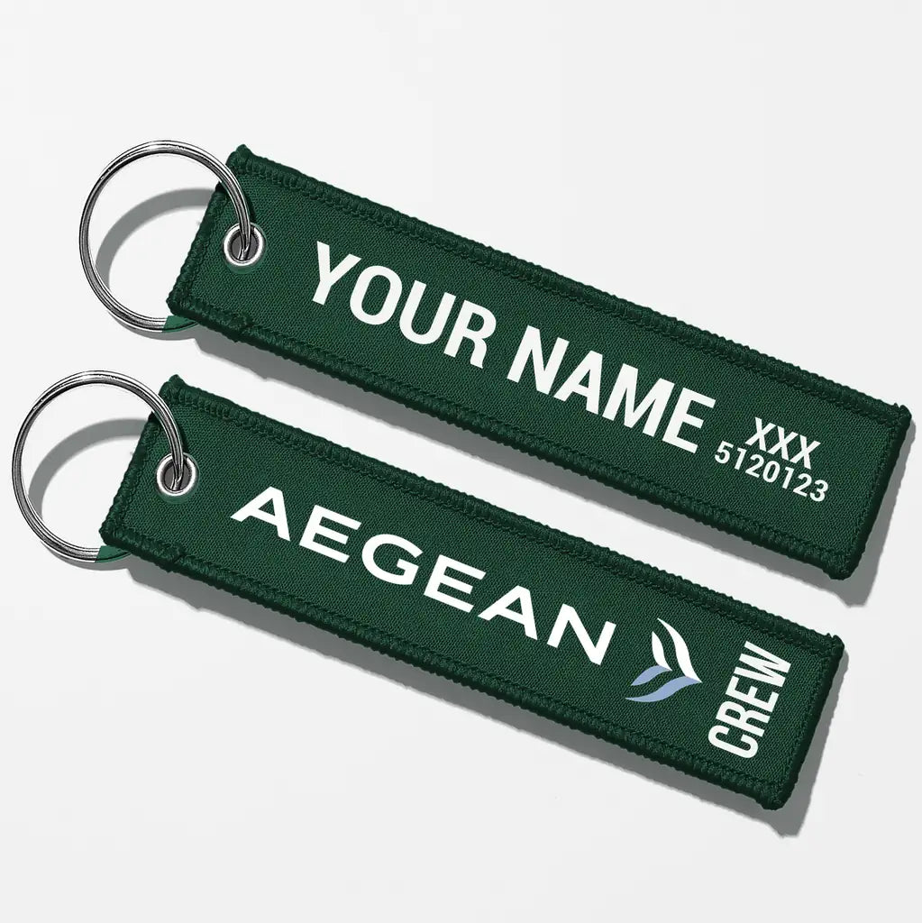 Aegean Airlines Crew & Staff Tag Key Chains - Dark Green - Crew + Name