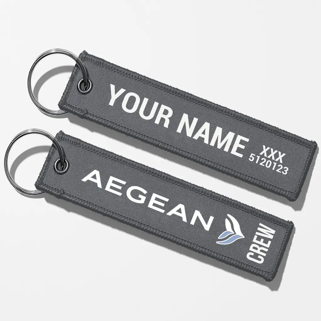Aegean Airlines Crew & Staff Tag Key Chains - Gray - Crew + Name