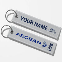 Thumbnail for Aegean Airlines Crew & Staff Tag Key Chains - Light Gray - Crew + Name