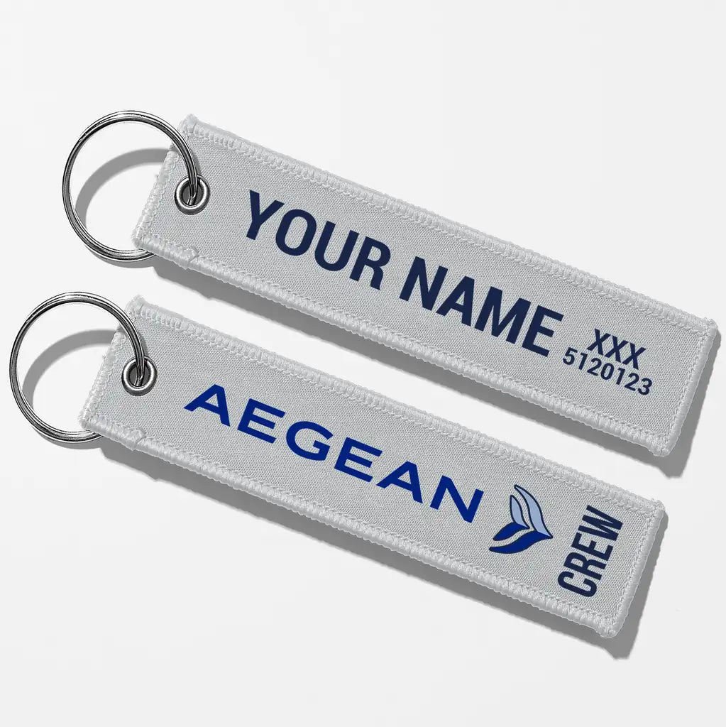 Aegean Airlines Crew & Staff Tag Key Chains - Light Gray - Crew + Name