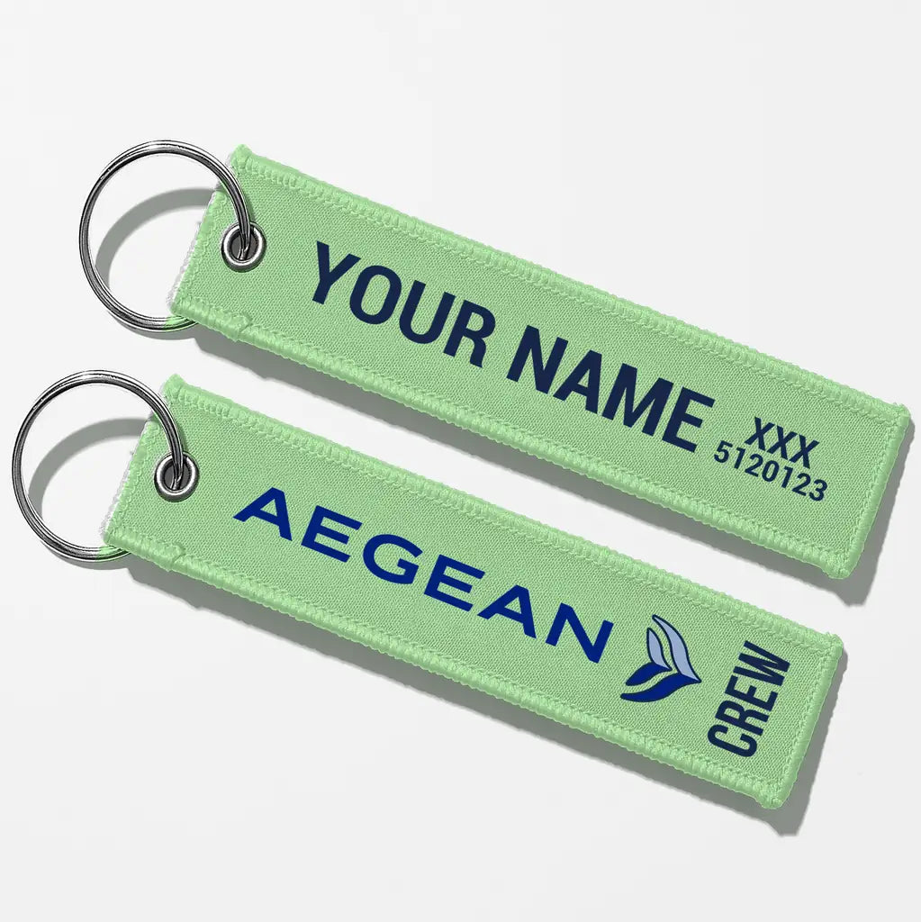 Aegean Airlines Crew & Staff Tag Key Chains - Light Green - Crew + Name