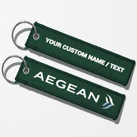 Thumbnail for Aegean Airlines Crew & Staff Tag Key Chains - Dark Green - Personalized