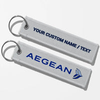Thumbnail for Aegean Airlines Crew & Staff Tag Key Chains - Light Gray - Personalized