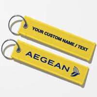 Thumbnail for Aegean Airlines Crew & Staff Tag Key Chains - Yellow - Personalized