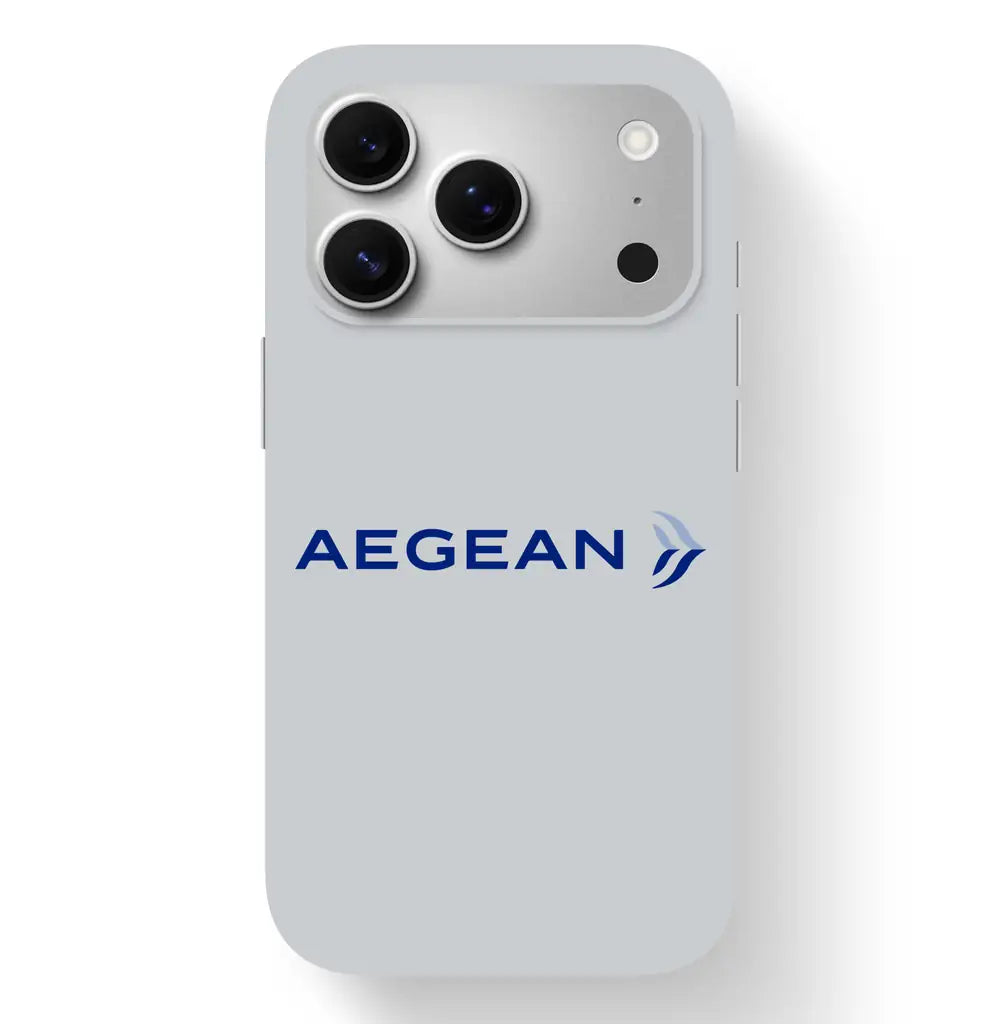 Aegean Airlines design on light gray iPhone 17 Pro MagSafe case