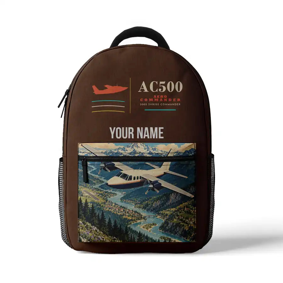 Aero Commander 500S Shrike Commander - 3D Backpack - Brown + Name