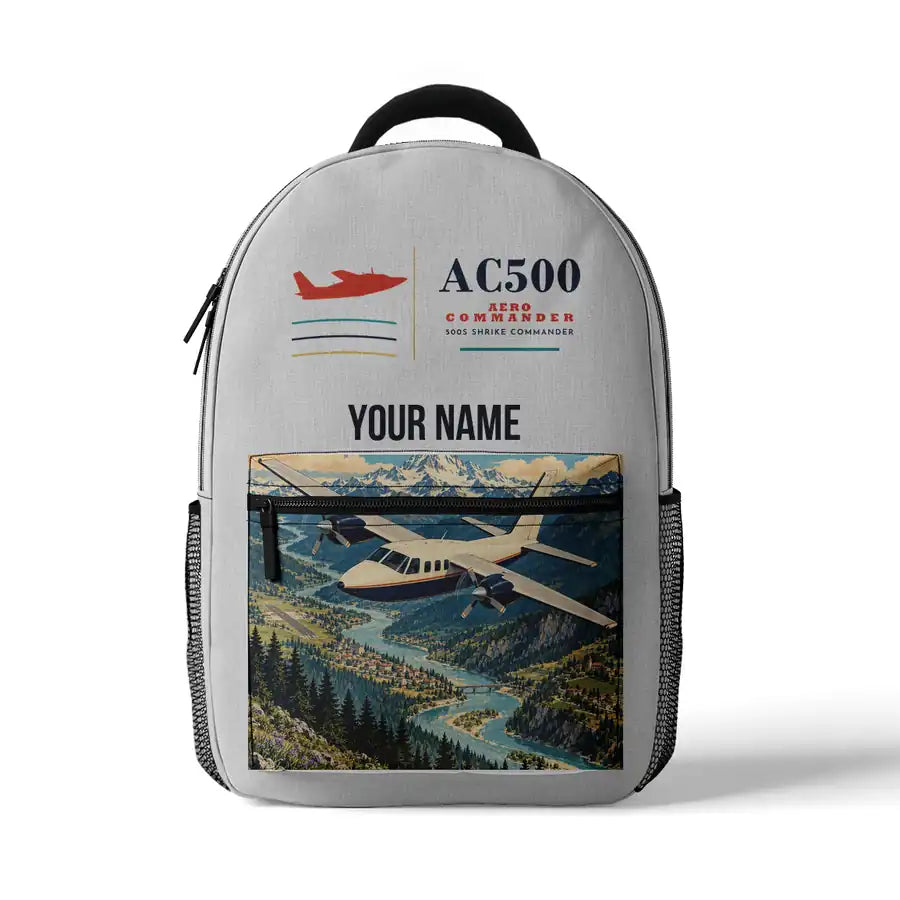 Aero Commander 500S Shrike Commander - 3D Backpack - White + Name
