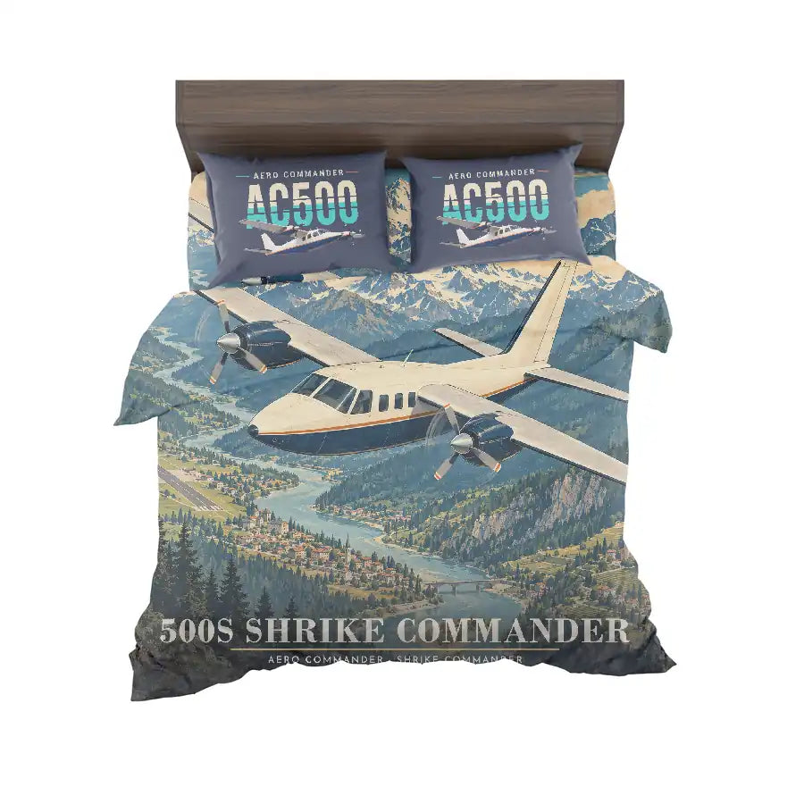 Aero Commander 500S Shrike Commander - 3D - Bedding Set - Full Print