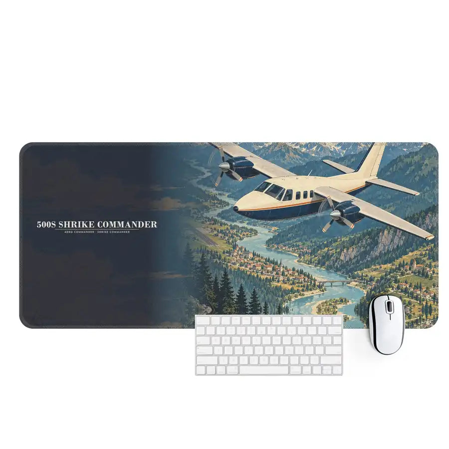Aero Commander 500S Shrike Commander - 3D - Desk Mat - Full Print