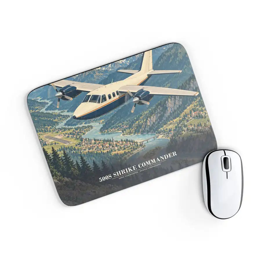 Aero Commander 500S Shrike Commander - 3D - Mouse Pad - Full Print