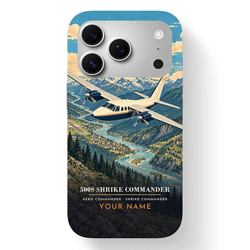 Aero Commander 500S Shrike Commander - 3D + Name - MagSafe iPhone 17 Pro - Black