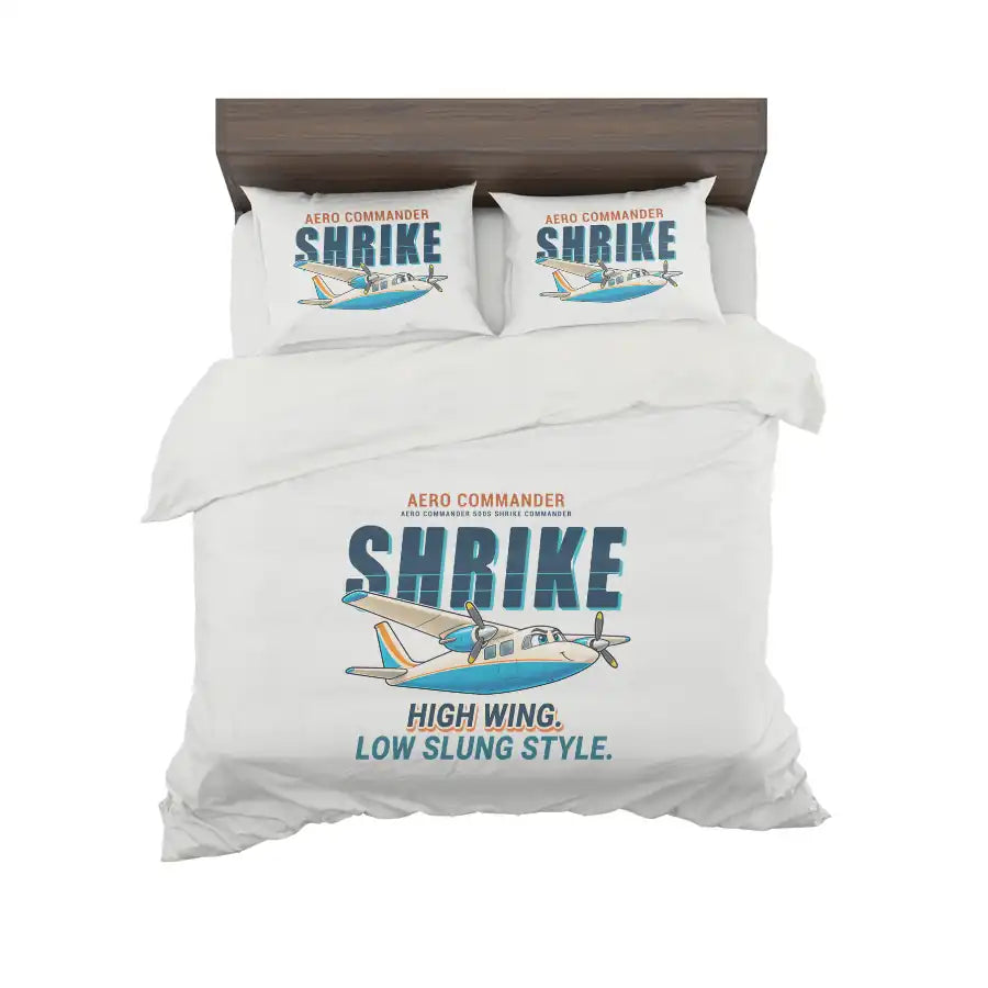 Aero Commander 500S Shrike Commander - Cartoon - Bedding Set - White