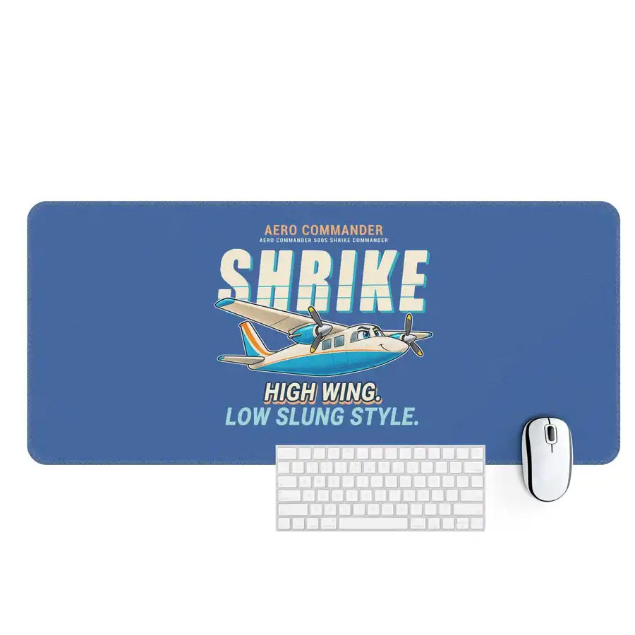 Aero Commander 500S Shrike Commander - Cartoon - Desk Mat - Blue