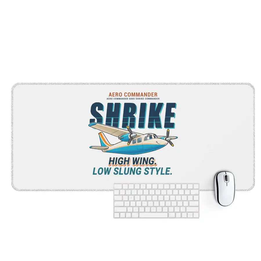 Aero Commander 500S Shrike Commander - Cartoon - Desk Mat - White