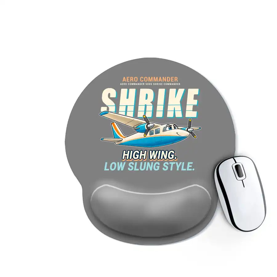 Aero Commander 500S Shrike Commander - Cartoon - Ergonomic Mouse Pad - Gray