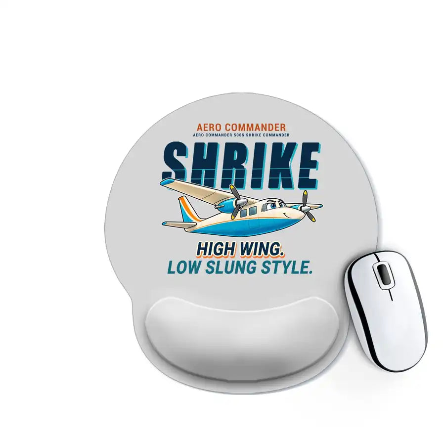 Aero Commander 500S Shrike Commander - Cartoon - Ergonomic Mouse Pad - Light Gray