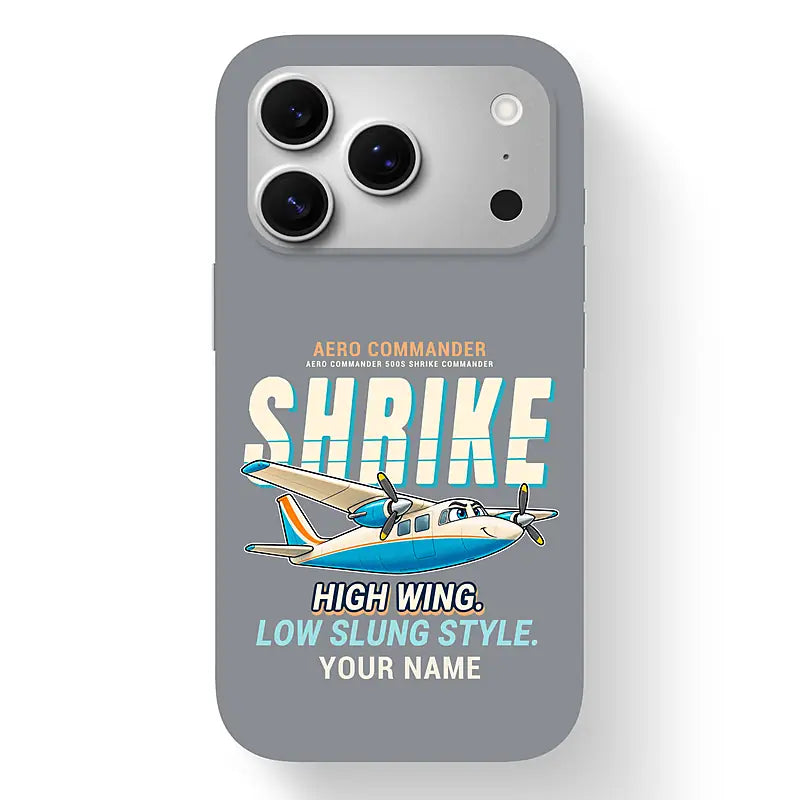 Aero Commander 500S Shrike Commander - Cartoon + Name - MagSafe iPhone 17 Pro - Gray