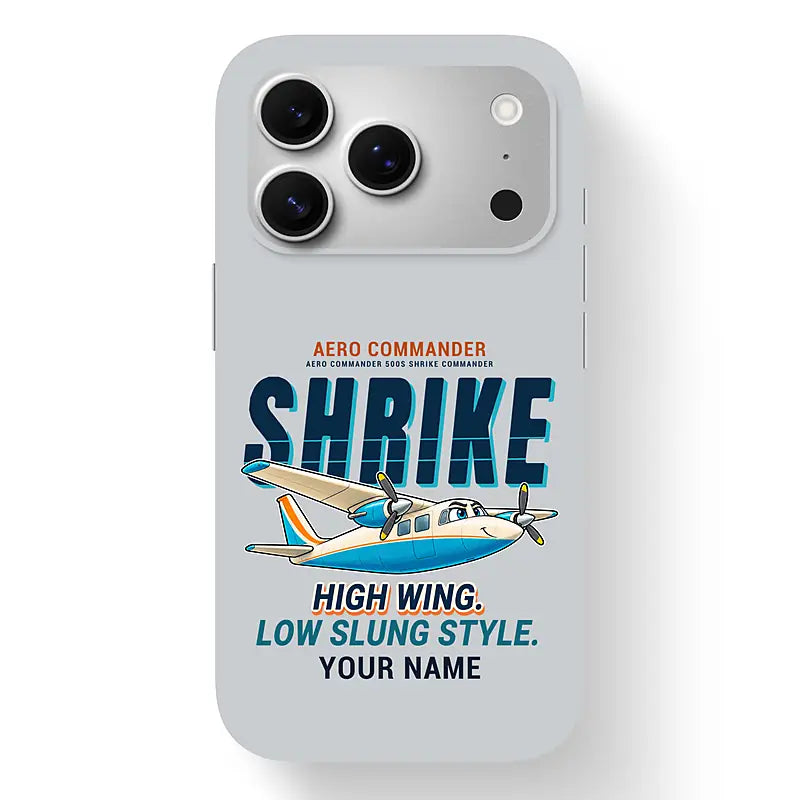 Aero Commander 500S Shrike Commander - Cartoon + Name - MagSafe iPhone 17 Pro - Light Gray
