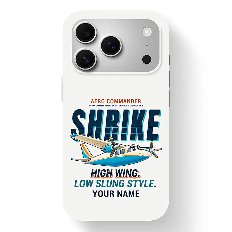 Aero Commander 500S Shrike Commander - Cartoon + Name - MagSafe iPhone 17 Pro - White