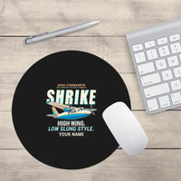 Thumbnail for Aero Commander 500S Shrike Commander - Cartoon + Name - Round Mouse Pad - Black