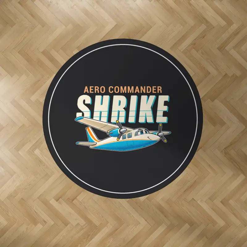 Aero Commander 500S Shrike Commander - Cartoon - Round Carpet - Black