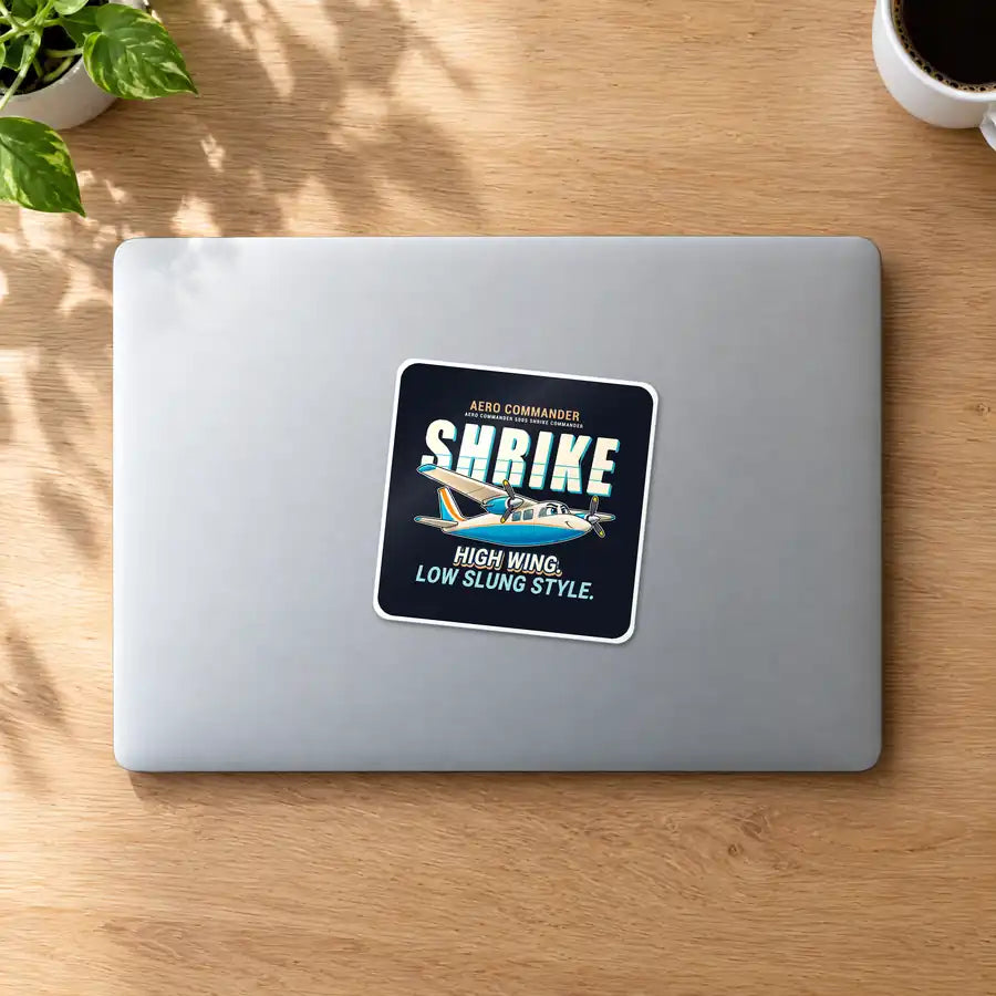 Aero Commander 500S Shrike Commander - Cartoon - Square Sticker - MacBook