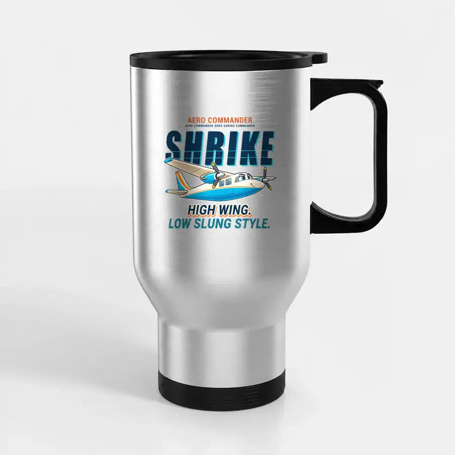 Aero Commander 500S Shrike Commander - Cartoon - Stainless Steel with Holder - Silver