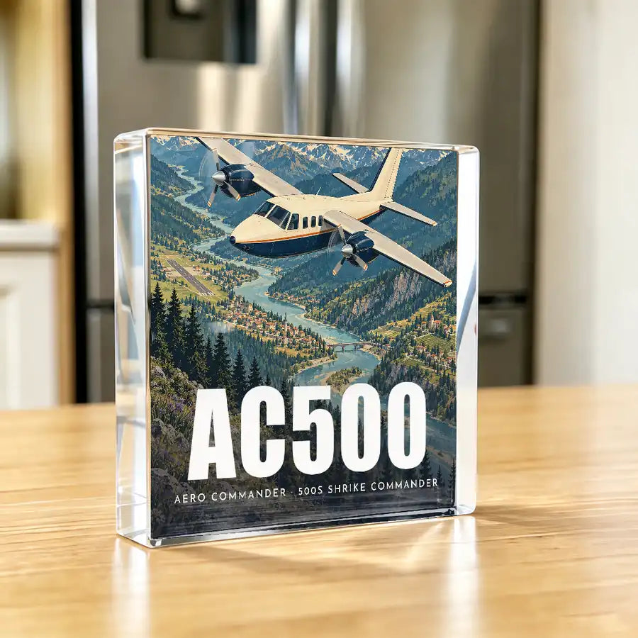 Aero Commander 500S Shrike Commander - Crystal Ornament - 3D - Kitchen