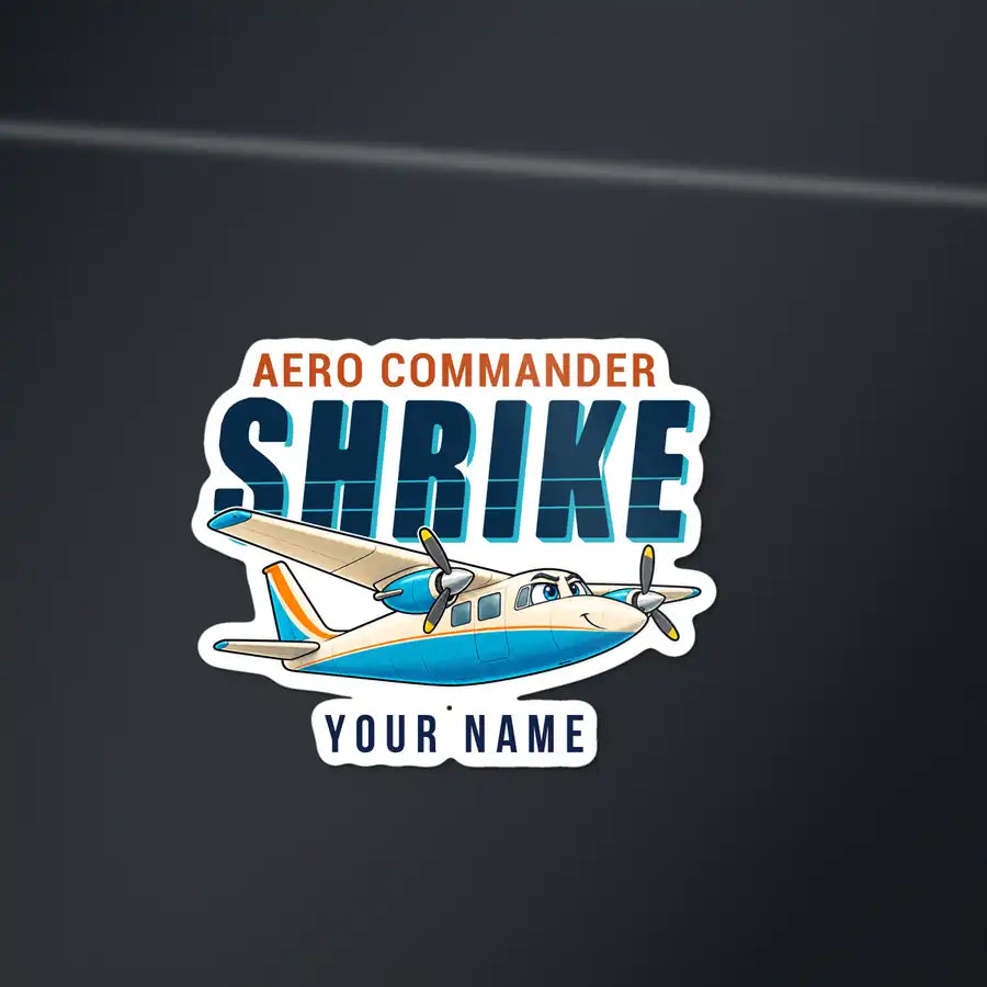Aero Commander 500S Shrike Commander - Cartoon Die-Cut + Name - Die-Cut - Dark Car